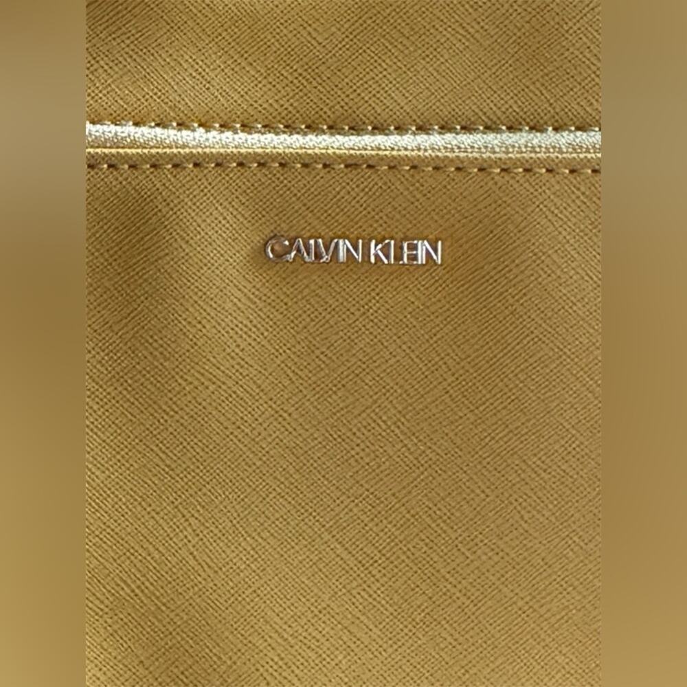Calvin Klein Ava Hobo Saffiano Leather Mustard Shoulder Bag - Picture 10 of 13